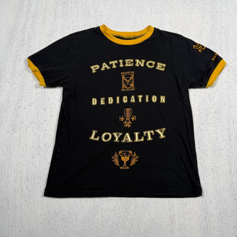 Harry Potter Hufflepuff Kids Shirt Small Black Yellow Ringer T Universal Studio